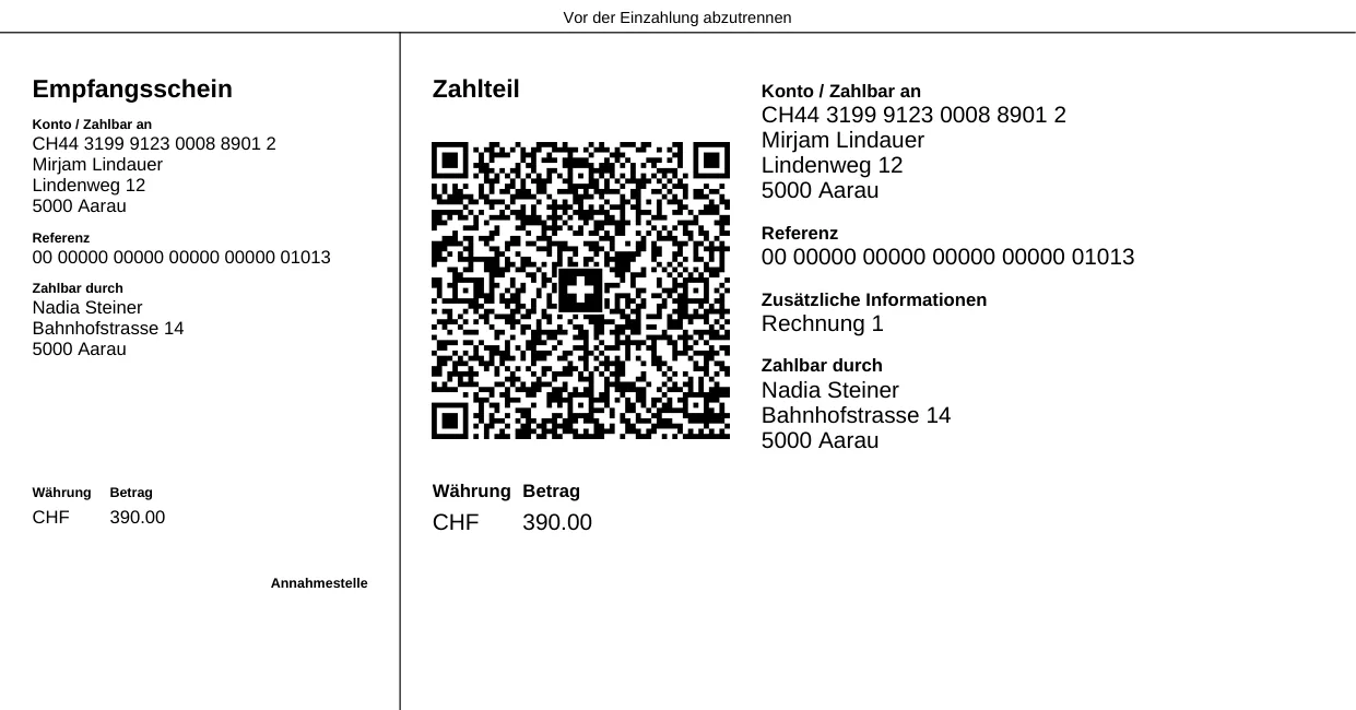 Swiss-QR-Zahlteil der Rechnung